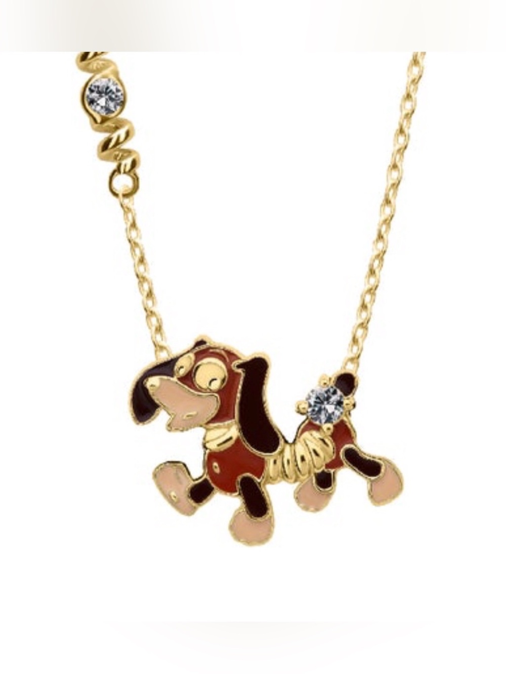 14K Gold Over 925 Sterling Silver Disney Toy Story Slinky Dog Pendant Necklace